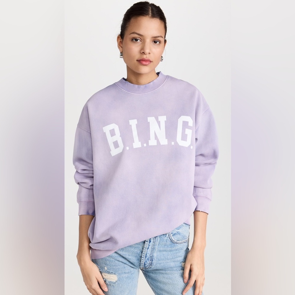 Anine Bing Tyler Sweatshirt in Washed Lavender - Picture 1 of 6